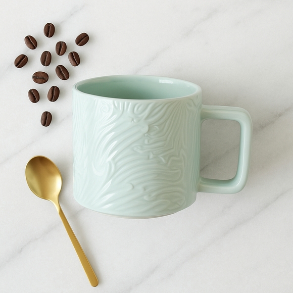 Starbucks 2022 Mint Green Anniverysary Siren Mermaid Tail 14 oz Ceramic Mug - Picture 1 of 9